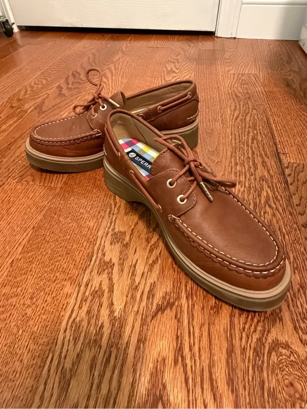 Women’s Sperry Leather Platform Boat Shoe Brown- Thick Sole- Size 9